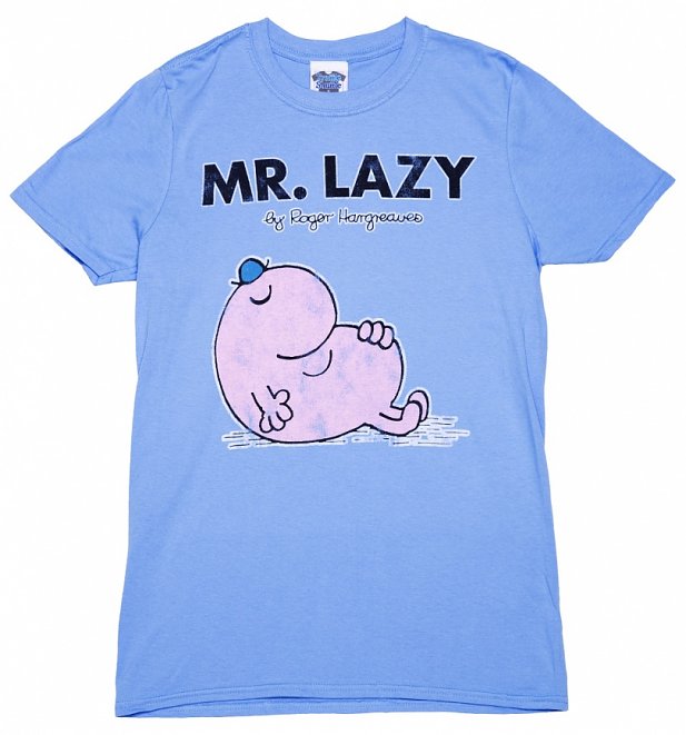 Men's Blue Mr Lazy Mr Men T-Shirt