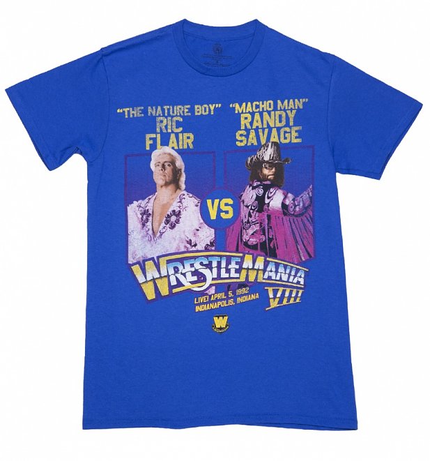Men's Blue Ric Flair Vs Macho Man WrestleMania T-Shirt Men's Blue Ric Flair Vs Macho Man WrestleMania T-Shirt