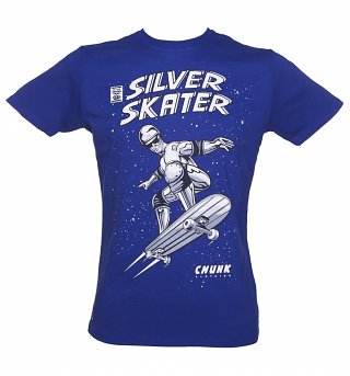 Men's Blue Slub Silver Skater T-Shirt from Chunk Men's Blue Slub Silver Skater T-Shirt from Chunk
