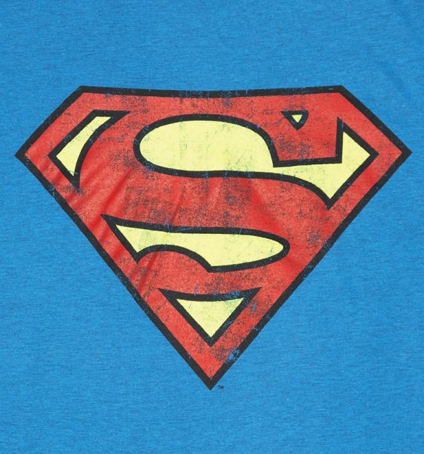 Men's Bright Blue Distressed Superman Logo T-Shirt Men's Bright Blue Distressed Superman Logo T-Shirt