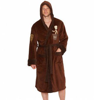 Men's Brown Marvel Comics Guardians Of The Galaxy Groot Hooded Dressing Gown Men's Brown Marvel Comics Guardians Of The Galaxy Groot Hooded Dressing Gown
