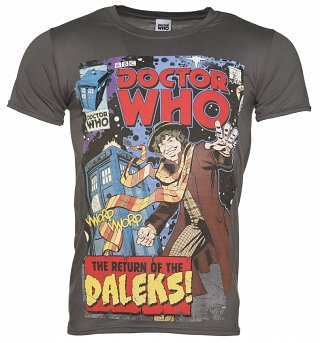Men's Charcoal Baker Comic Book Cover Doctor Who T-Shirt from BBC Worldwide Men's Charcoal Baker Comic Book Cover Doctor Who T-Shirt from BBC Worldwide