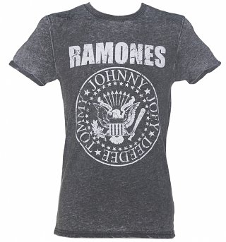 Men's Charcoal Burnout Ramones Logo T-Shirt Men's Charcoal Burnout Ramones Logo T-Shirt