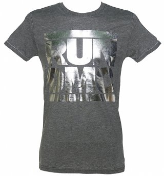 Men's Charcoal Burnout Run DMC Silver Metallic Logo T-Shirt Men's Charcoal Burnout Run DMC Silver Metallic Logo T-Shirt