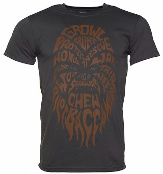 Men's Charcoal Chewbacca Text Star Wars T-Shirt Men's Charcoal Chewbacca Text Star Wars T-Shirt
