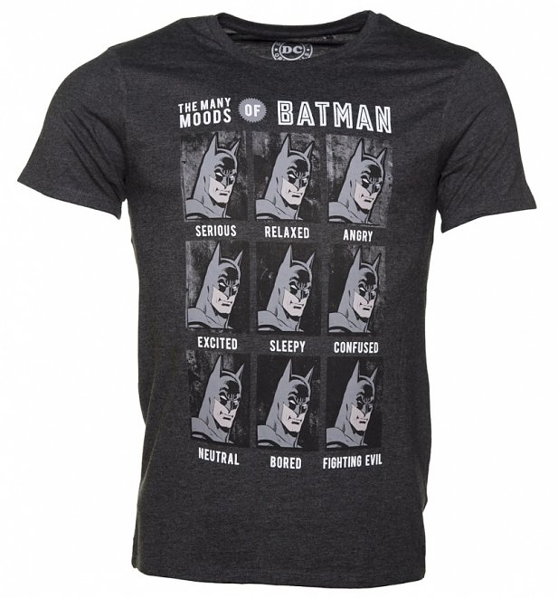 Men's Charcoal DC Comics Many Faces Of Batman T-Shirt Men's Charcoal DC Comics Many Faces Of Batman T-Shirt
