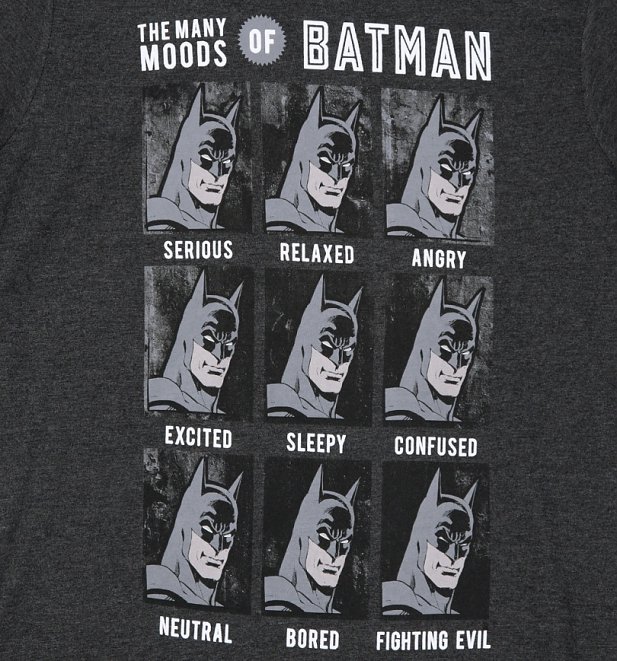 Men's Charcoal DC Comics Many Faces Of Batman T-Shirt Men's Charcoal DC Comics Many Faces Of Batman T-Shirt