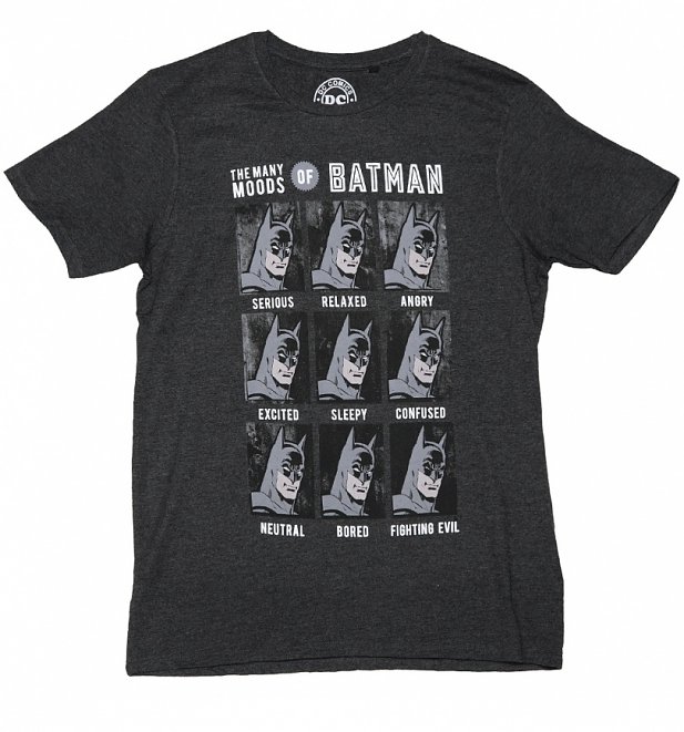 Men's Charcoal DC Comics Many Faces Of Batman T-Shirt Men's Charcoal DC Comics Many Faces Of Batman T-Shirt