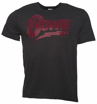 Men's Charcoal David Bowie Red Diamante T-Shirt from Amplified Men's Charcoal David Bowie Red Diamante T-Shirt from Amplified