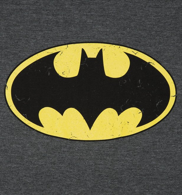 Men's Charcoal Distressed Batman Logo T-Shirt Men's Charcoal Distressed Batman Logo T-Shirt