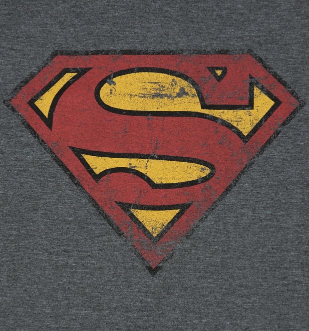 Men's Charcoal Distressed Superman Logo T-Shirt Men's Charcoal Distressed Superman Logo T-Shirt
