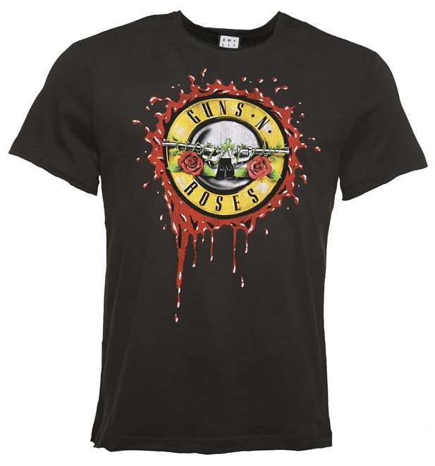 Men's Charcoal Guns N' Roses Bloody Bullet T-Shirt from Amplified Men's Charcoal Guns N' Roses Bloody Bullet T-Shirt from Amplified