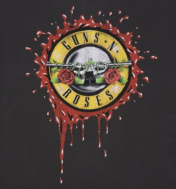 Men's Charcoal Guns N' Roses Bloody Bullet T-Shirt from Amplified Men's Charcoal Guns N' Roses Bloody Bullet T-Shirt from Amplified