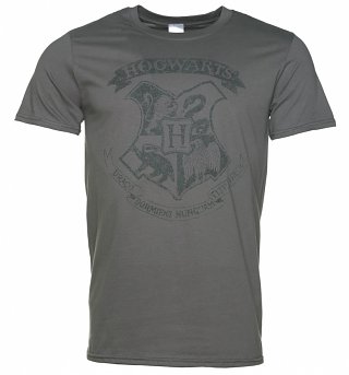 Men's Charcoal Harry Potter Hogwarts Distressed Crest T-Shirt Men's Charcoal Harry Potter Hogwarts Distressed Crest T-Shirt