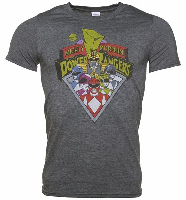 Men's Charcoal Marl Retro Power Rangers T-Shirt Men's Charcoal Marl Retro Power Rangers T-Shirt