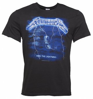 Men's Charcoal Metallica Ride The Lightning T-Shirt from Amplified Men's Charcoal Metallica Ride The Lightning T-Shirt from Amplified
