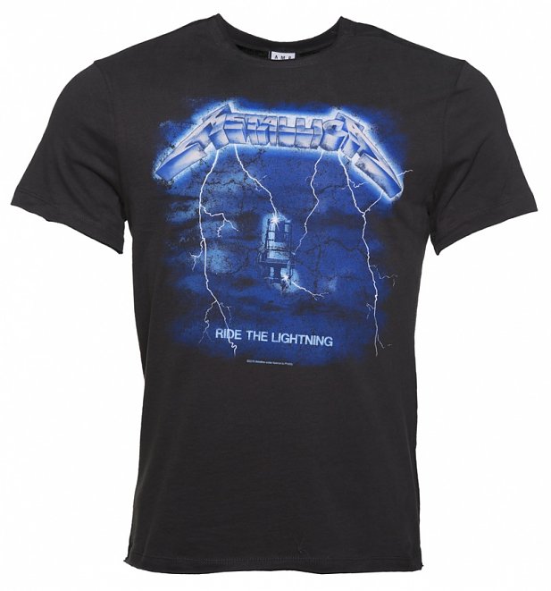 Men's Charcoal Metallica Ride The Lightning T-Shirt from Amplified Men's Charcoal Metallica Ride The Lightning T-Shirt from Amplified