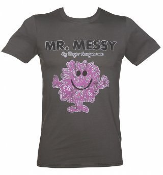 Men's Charcoal Mr Messy Mr Men T-Shirt Men's Charcoal Mr Messy Mr Men T-Shirt