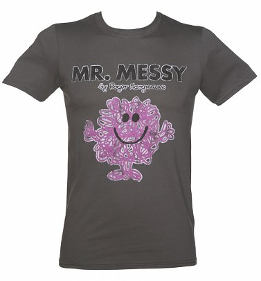 Men's Charcoal Mr Messy Mr Men T-Shirt Men's Charcoal Mr Messy Mr Men T-Shirt