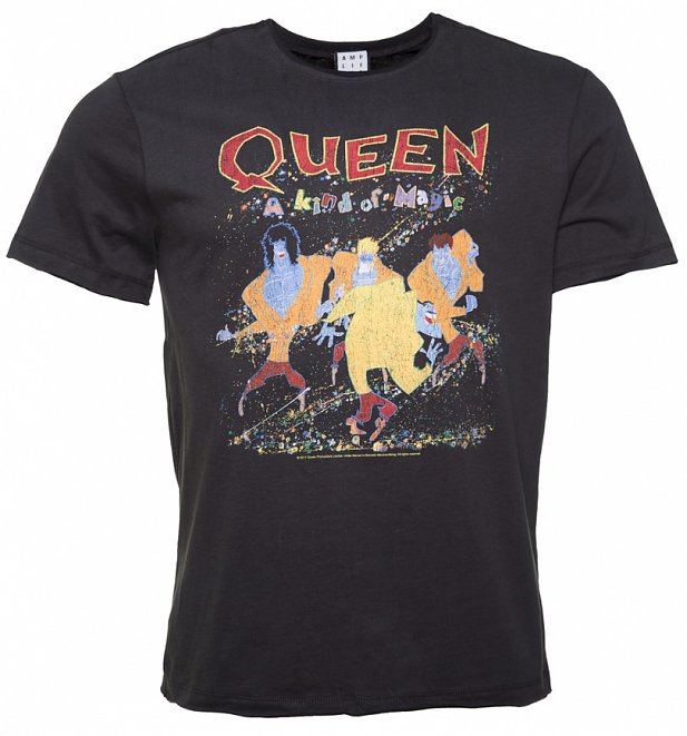 Men's Charcoal Queen A Kind Of Magic T-Shirt from Amplified Men's Charcoal Queen A Kind Of Magic T-Shirt from Amplified