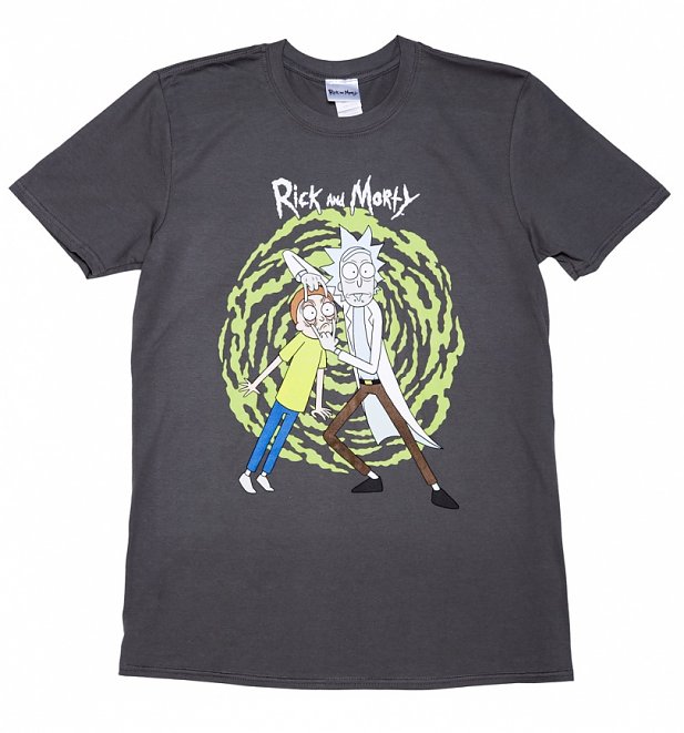 Men's Charcoal Rick And Morty Spiral T-Shirt Men's Charcoal Rick And Morty Spiral T-Shirt