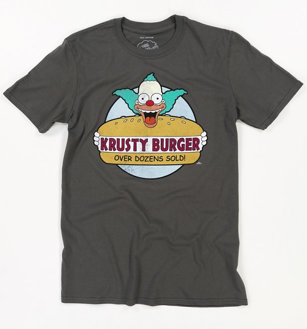 Men's Charcoal Simpsons Krusty Burger Logo T-Shirt Men's Charcoal Simpsons Krusty Burger Logo T-Shirt