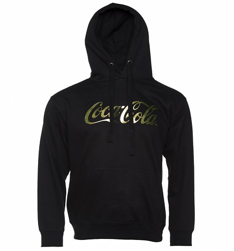 Men's Coca-Cola Gold Foil Logo Black Hoodie Men's Coca-Cola Gold Foil Logo Black Hoodie