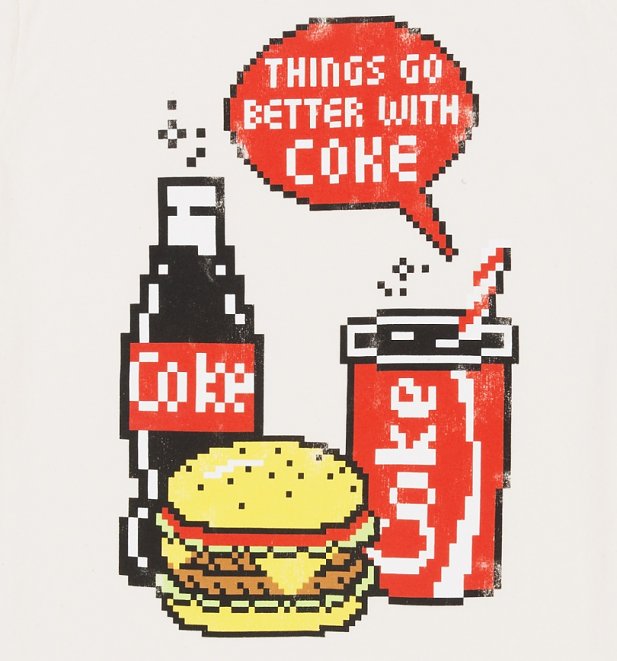Men's Coca-Cola Pixels Ecru T-Shirt Men's Coca-Cola Pixels Ecru T-Shirt