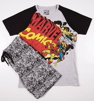 Men's Comic Style Marvel Comics Shortie Pyjamas Men's Comic Style Marvel Comics Shortie Pyjamas