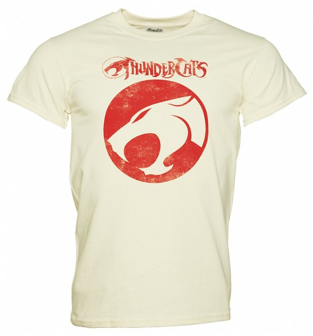Men's Cream Thundercats Logo Heavyweight T-Shirt Men's Cream Thundercats Logo Heavyweight T-Shirt
