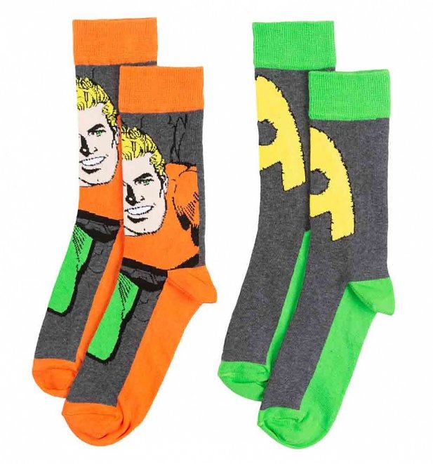 Men's DC Comics Aquaman Pack Of 2 Socks Men's DC Comics Aquaman Pack Of 2 Socks