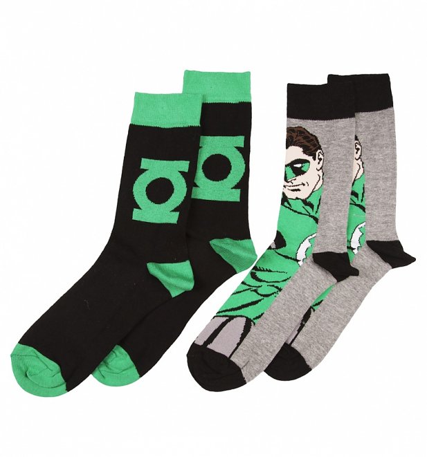 Men's DC Comics Green Lantern Pack Of 2 Socks Men's DC Comics Green Lantern Pack Of 2 Socks