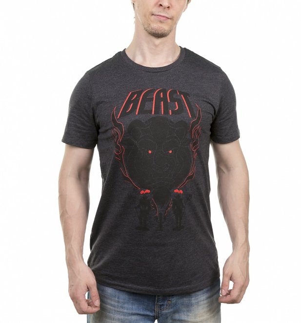 Men's Dark Grey Marl Beast Beauty And The Beast Disney T-Shirt Men's Dark Grey Marl Beast Beauty And The Beast Disney T-Shirt