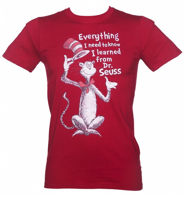Men's Dark Red Everything I Know Dr Seuss T-Shirt Men's Dark Red Everything I Know Dr Seuss T-Shirt