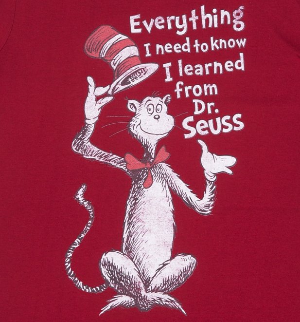 Men's Dark Red Everything I Know Dr Seuss T-Shirt Men's Dark Red Everything I Know Dr Seuss T-Shirt