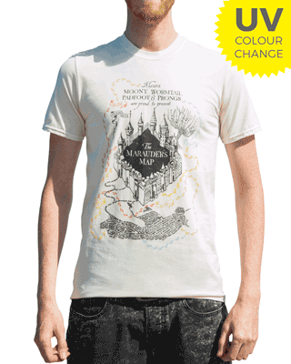 Men's Ecru Harry Potter Marauders Map UV T-Shirt Men's Ecru Harry Potter Marauders Map UV T-Shirt