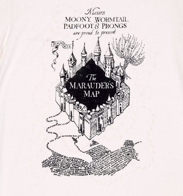 Men's Ecru Harry Potter Marauders Map UV T-Shirt Men's Ecru Harry Potter Marauders Map UV T-Shirt
