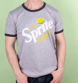 Men's Enjoy Sprite Grey And Charcoal Ringer T-Shirt Men's Enjoy Sprite Grey And Charcoal Ringer T-Shirt