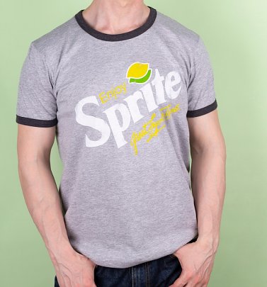 Men's Enjoy Sprite Grey And Charcoal Ringer T-Shirt Men's Enjoy Sprite Grey And Charcoal Ringer T-Shirt