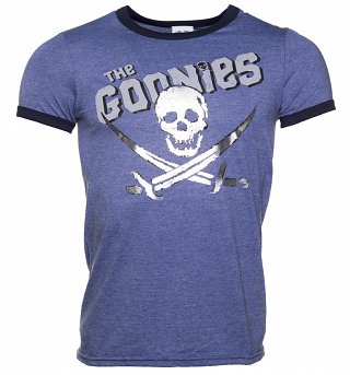 Men's Foil Print Goonies Skull and Crossbones Ringer T-Shirt Men's Foil Print Goonies Skull and Crossbones Ringer T-Shirt