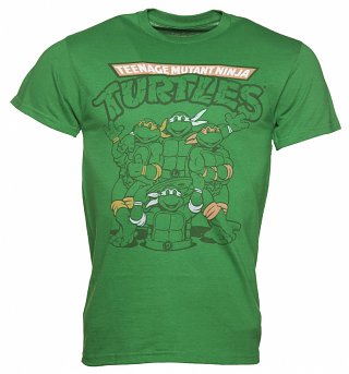 Men's Green Retro Teenage Mutant Ninja Turtles T-Shirt Men's Green Retro Teenage Mutant Ninja Turtles T-Shirt