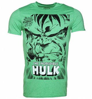 Men's Green The Incredible Hulk Angry Face T-Shirt Men's Green The Incredible Hulk Angry Face T-Shirt