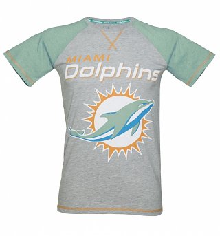 Men's Grey And Green Miami Dolphins NFL Raglan T-Shirt Men's Grey And Green Miami Dolphins NFL Raglan T-Shirt