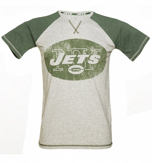 Men's Grey And Green New York Jets NFL Raglan T-Shirt Men's Grey And Green New York Jets NFL Raglan T-Shirt