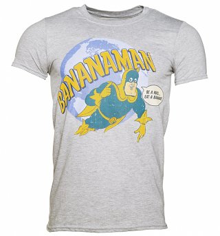 Men's Grey Marl Eat A Banana Bananaman T-Shirt Men's Grey Marl Eat A Banana Bananaman T-Shirt