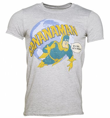 Men's Grey Marl Eat A Banana Bananaman T-Shirt Men's Grey Marl Eat A Banana Bananaman T-Shirt