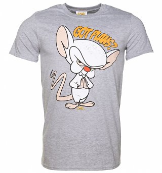 Men's Grey Marl Pinky And The Brain Got Plans T-Shirt Men's Grey Marl Pinky And The Brain Got Plans T-Shirt