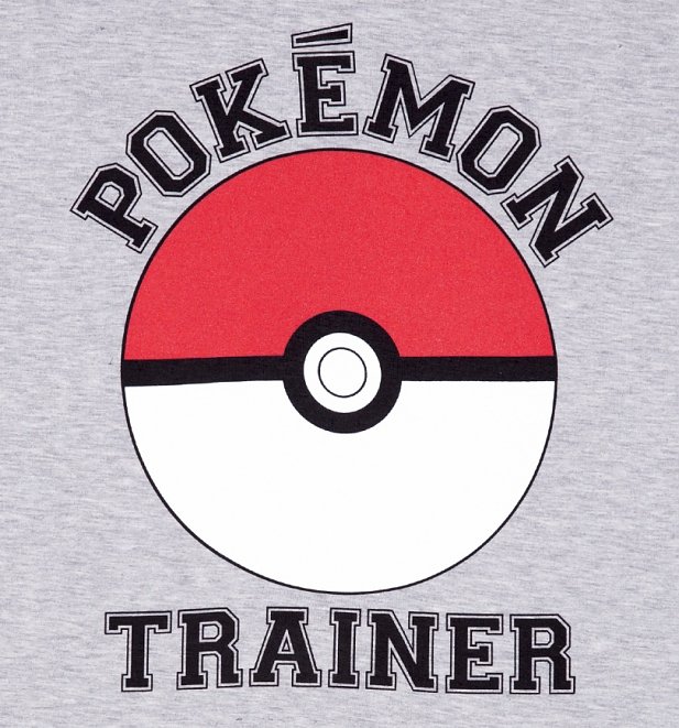 Men's Grey Marl Pokemon Trainer T-Shirt Men's Grey Marl Pokemon Trainer T-Shirt