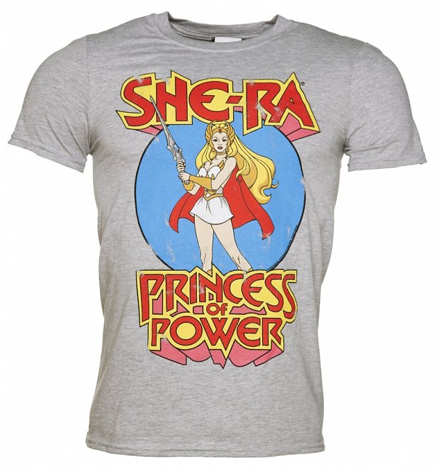 Men's Grey Marl She-Ra Princess Of Power T-Shirt Men's Grey Marl She-Ra Princess Of Power T-Shirt