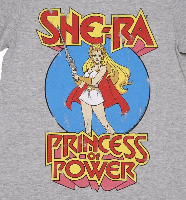 Men's Grey Marl She-Ra Princess Of Power T-Shirt Men's Grey Marl She-Ra Princess Of Power T-Shirt